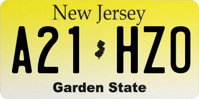 NJ license plate A21HZO