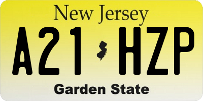 NJ license plate A21HZP