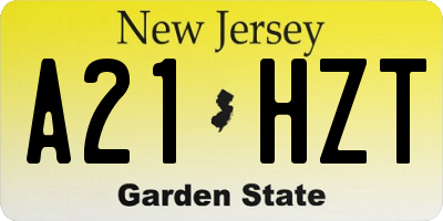 NJ license plate A21HZT
