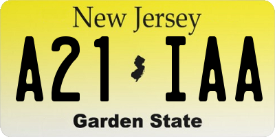 NJ license plate A21IAA