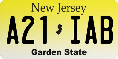 NJ license plate A21IAB