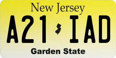 NJ license plate A21IAD
