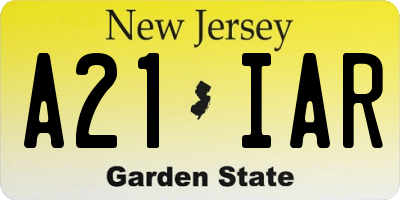 NJ license plate A21IAR