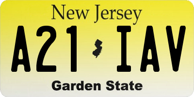 NJ license plate A21IAV