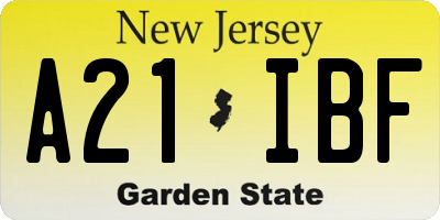 NJ license plate A21IBF