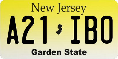 NJ license plate A21IBO