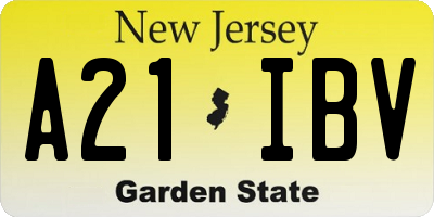 NJ license plate A21IBV