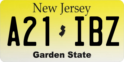 NJ license plate A21IBZ