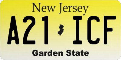 NJ license plate A21ICF