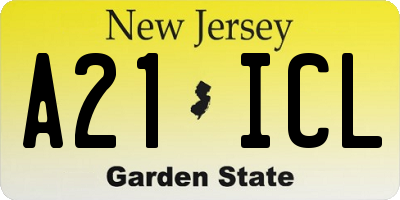 NJ license plate A21ICL