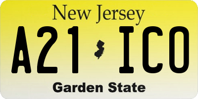 NJ license plate A21ICO