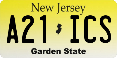 NJ license plate A21ICS