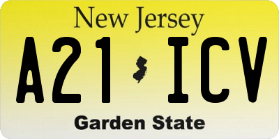 NJ license plate A21ICV