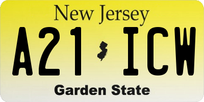 NJ license plate A21ICW