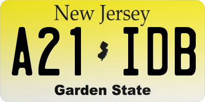 NJ license plate A21IDB