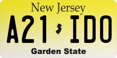 NJ license plate A21IDO