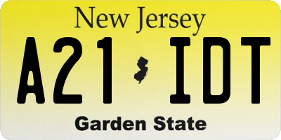 NJ license plate A21IDT