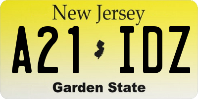 NJ license plate A21IDZ
