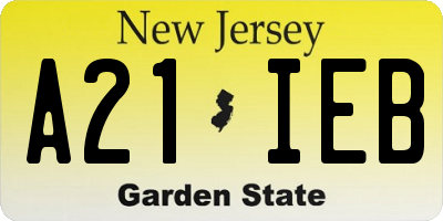 NJ license plate A21IEB