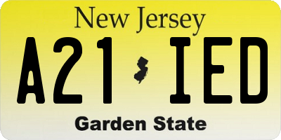 NJ license plate A21IED