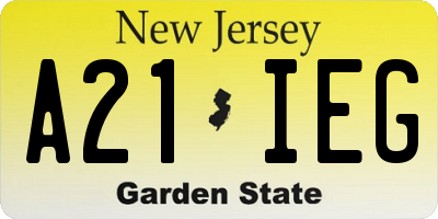 NJ license plate A21IEG