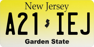 NJ license plate A21IEJ
