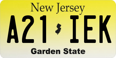 NJ license plate A21IEK