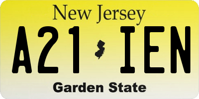NJ license plate A21IEN