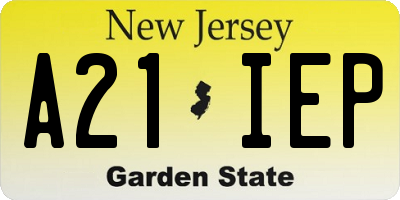 NJ license plate A21IEP