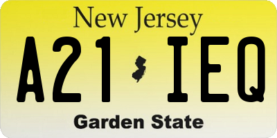 NJ license plate A21IEQ