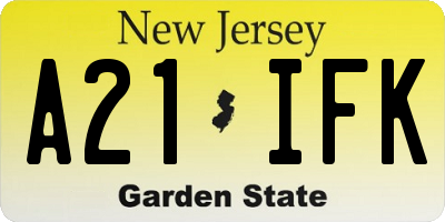NJ license plate A21IFK