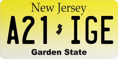 NJ license plate A21IGE