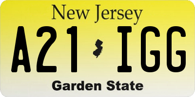 NJ license plate A21IGG