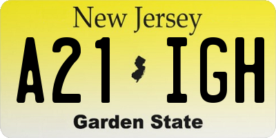 NJ license plate A21IGH