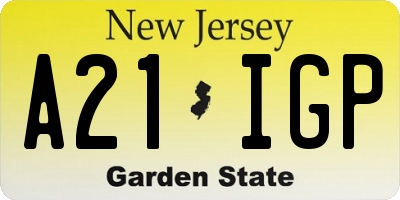 NJ license plate A21IGP