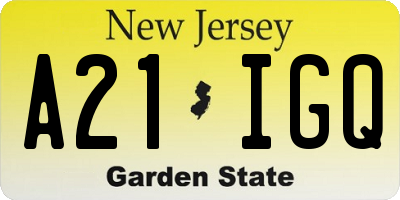 NJ license plate A21IGQ