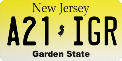 NJ license plate A21IGR