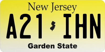 NJ license plate A21IHN