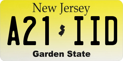NJ license plate A21IID