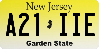 NJ license plate A21IIE