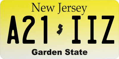 NJ license plate A21IIZ