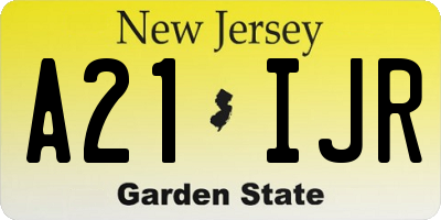 NJ license plate A21IJR