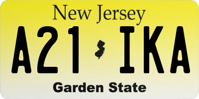 NJ license plate A21IKA