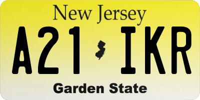 NJ license plate A21IKR