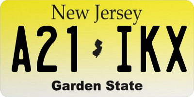 NJ license plate A21IKX