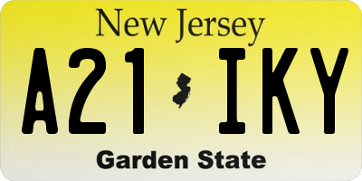 NJ license plate A21IKY