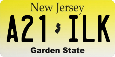 NJ license plate A21ILK