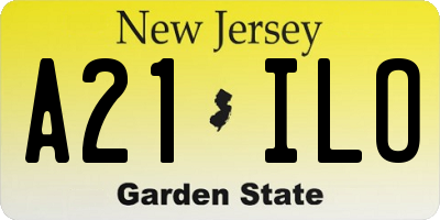 NJ license plate A21ILO