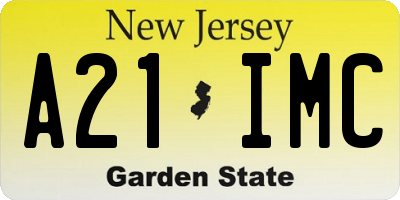 NJ license plate A21IMC