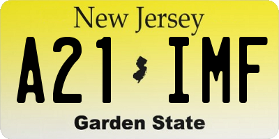 NJ license plate A21IMF